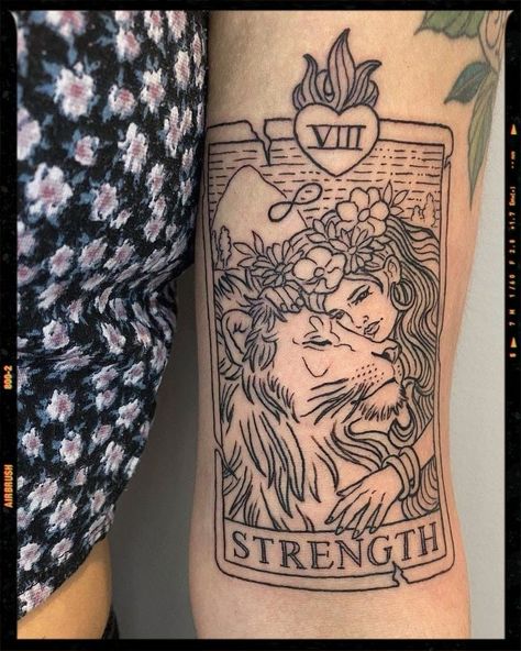 Tarot Card Tattoo And Meaning, 3 Tarot Card Tattoo, Tarot Card Back Tattoo, Leo Card Tattoo, Leo Zodiac Tarot Card Tattoo, Tarot Card Inspired Tattoos, Lion Tarot Card Tattoo, Crow Tarot Card Tattoo, Tarot Tattoo Strength