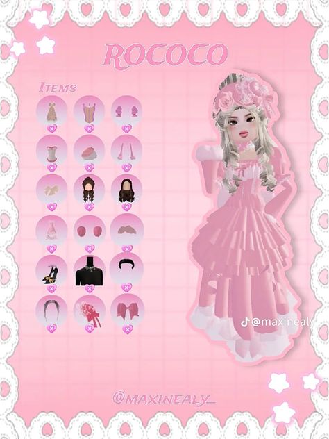 Fancy Dress Code, Rococo Dress, Slay Outfits, Hello Kitty Clothes, Aesthetic Roblox Royale High Outfits, Roblox T-shirt, Baddie Outfits Ideas, Combo Dress, Paper Flower Backdrop