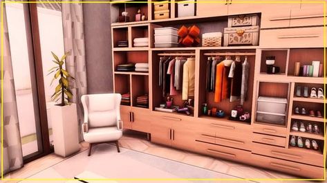 Sims 4 Closet No Cc, Sims 4 Walk In Closet Ideas, Sims 4 Walk In Closet, Sims4 Ideas, Walk In Closet Ideas, Sims Inspiration, Entry Closet, Build Inspiration, Big Closets