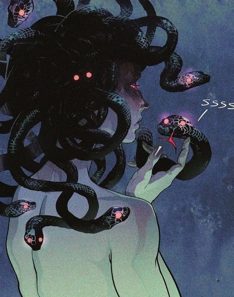 Horror Anime, Medusa Gorgon, Medusa Art, Arte Peculiar, Greek Mythology Art, Mythology Art, Snakes, Pretty Art, Fantasy Creatures