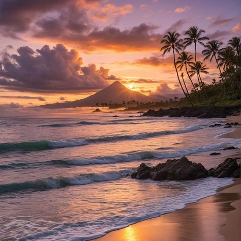 #Imagine a #calm, #peaceful, #stress #free #sunset at #beach of #Hawaii. Concept artwork generated for a friend turned client. He wanted a never seen beach scenery. Result 👆 Sunset At Beach, Hawaii, Turn Ons, Instagram