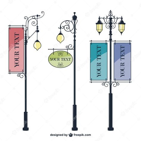 Street Lamp Post, Victorian Street, Signs And Symbols, City Sign, Tools List, Sandwich Board, Light Pole, Lantern Design, Street Lamp