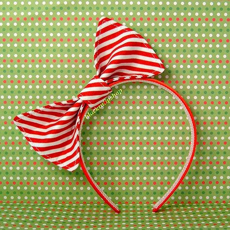 Red And White Accessories, Peppermint Costume Diy, Candy Cane Costume Diy, Themed Christmas Costume Accessories For Cosplay, Candy Cane Bow, Peppermint Headband, Beltane Ideas, White Christmas Candy, Candy Cane Headband