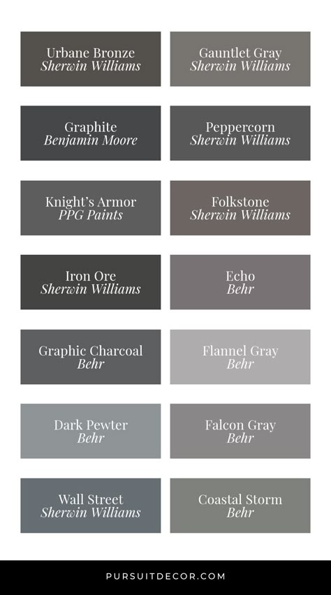 Behr Falcon Gray, Graphite Sherwin Williams, Sherwin Williams Graphite Exterior, Knights Armor Paint Color Exterior, Behr Dark Gray Paint, Dark Gray Exterior Paint, Graphite Paint Color, Sherwin Williams Dark Gray, Gray Exterior Paint Colors