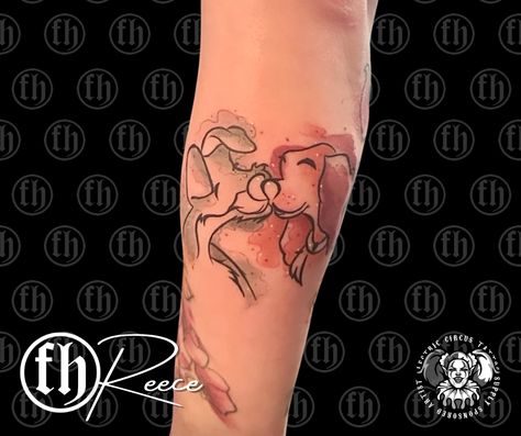 Disney Tattoos Lady And The Tramp, Lady And The Tramp Tattoo Couples, Lady And The Tramp Tattoos, Lady And Tramp Tattoo, Lady And The Tramp Tattoo, Disney Inspired Tattoos, Lady And Tramp, Disney Sleeve, Taurus Tattoos