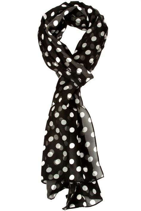 Shannon Polka Dot Scarf $8.46 50s Scarf, The 50s Fashion, Black And White Scarf, Animal Print Scarf, Polka Dot Scarf, Hair Cover, 50s Fashion, Black Polka Dot, Polka Dot Pattern