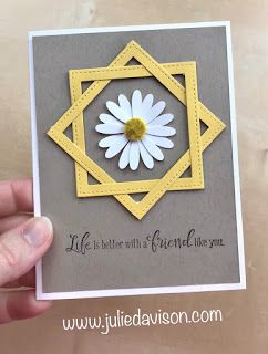 3 Projects with Quick  Easy Daisy Embellishments ~ Stampin' Up! Perennial Essence Floral Centers ~ Interlocking Frames Tutorial ~ www.juliedavison.com Daisy Cards, Creating Cards, Frame Card, Making Greeting Cards, Fancy Fold Cards, Birthday Cards Diy, Stamping Up Cards, Card Tutorials, Card Sketches