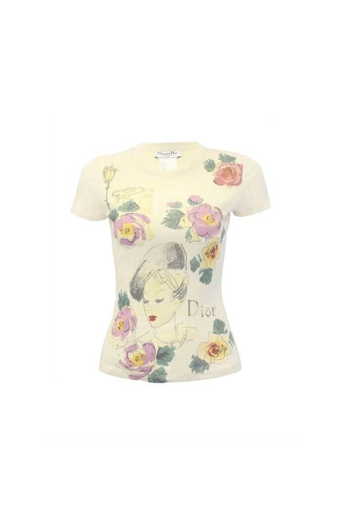 Dior T Shirt, Galliano Dior, French Illustration, Roses Vintage, Vintage Christian Dior, Cartoon Girl, Text Logo, Alternative Outfits, John Galliano