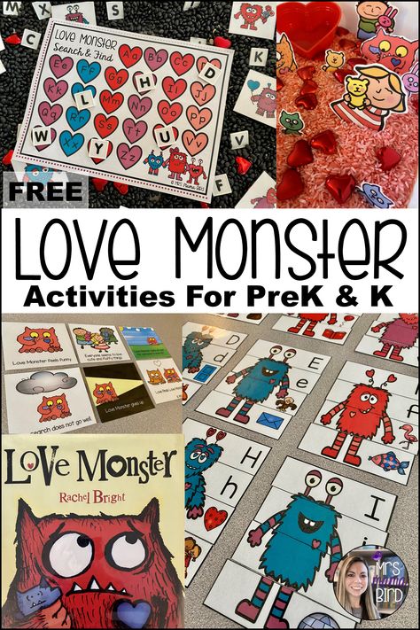 Click here to find fun activities for preschoolers and kindergarteners to compliment the story Love Monster, by Rachel Bright. Perfect for Valentine's Day! FREE printable! Love Activities For Preschool, Love Monster Activities Preschool, Love Monster Craft Preschool, Monster Prek Activities, Monster Activities For Preschool, Love Monster Activities, Love Monster Craft, Monster Math Activities, Valentine’s Day Literacy Preschool