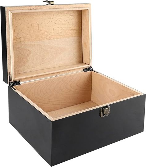 Amazon.com: SafeDelux Wooden Keepsake Box Decorative Boxes with Hinged Lid - Latch Closure Wood Box with Matte Finish Keepsake Boxes Great Father Day Gifts - 10.6 X 7.8 X 5.1 Inches (Black) : Home & Kitchen Father Day Gifts, Wooden Keepsake Box, Great Father, Hinged Lid, Wood Box, Keepsake Box, Wood Boxes, Keepsake Boxes, Hinges