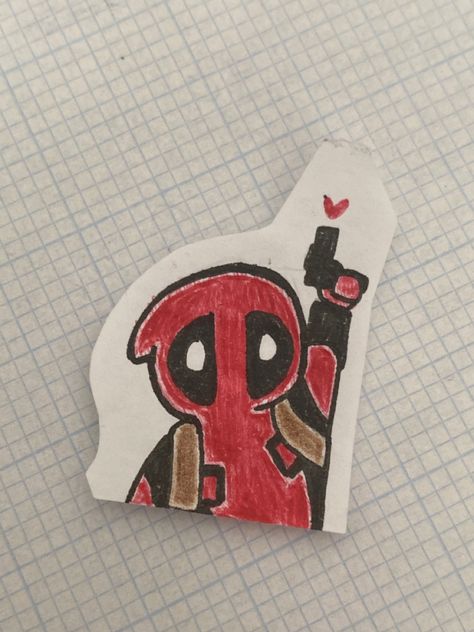 Deadpool Cute Art, Deadpool Doodle Art, Deadpool Sketch Easy, Cute Deadpool Drawing, Cute Marvel Drawings, Deadpool Art Sketches, Cute Spiderman Drawing, Deadpool Drawing Sketches, Deadpool Drawing Easy