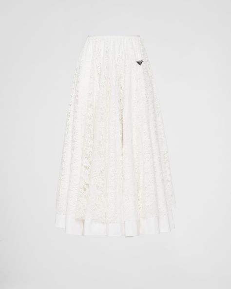 Organza Midi Skirt, Prada Skirt, Designer Pajamas, Dior Skirt, White Lace Skirt, Lace Midi Skirt, Skirt Trends, Classy Dress Outfits, Mid Length Skirts