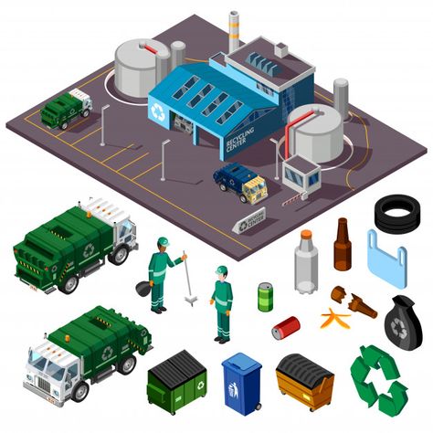 City Clean, Idle Game, Recycle Design, Recycling Center, V Games, Isometric Design, Isometric Illustration, Information Graphics, Design Concept