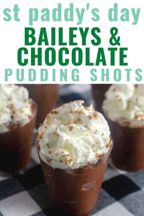 Two great tastes mixed together are Baileys Irish Cream and chocolate. And when you combine them to make a pudding shot, you've got a little bit of heaven. These delightful boozy pudding cups are party pleasers and are perfect to make for a crowd anytime, but they are especially popular for St. Patrick's Day parties. Chocolate Pudding Shots Alcoholic, Pudding Shots With Baileys, Baileys Jello Shots, Strawberries And Cream Baileys, Shots With Baileys, Boozy Chocolate Pudding, Baileys Pudding Shots, Strawberry Baileys, Boozy Candy