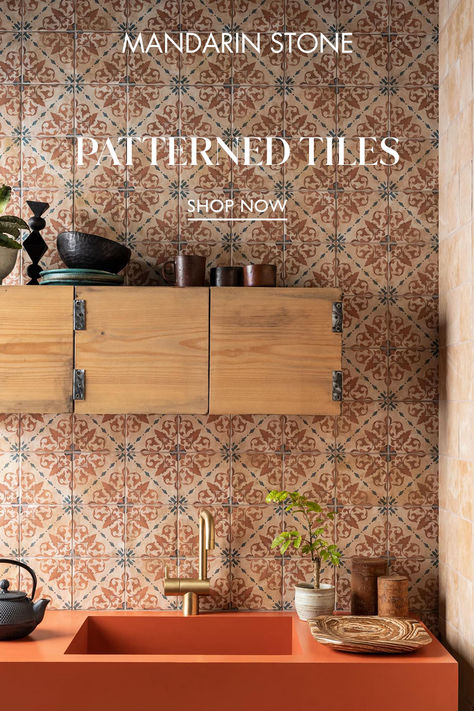 With eye-catching designs, a sense of personality and charm, our patterned tiles bring a fresh look to bathroom, kitchen and living spaces. Discover the full collection online and order your free samples today. Tile pictured: Safi Lupita Porcelain Small Earthy Kitchen, Earthy Kitchen, Open Space Living Room, Patterned Kitchen Tiles, Backsplash Patterns, Patterned Tile Backsplash, Mandarin Stone, Patterned Tiles, 2024 Ideas