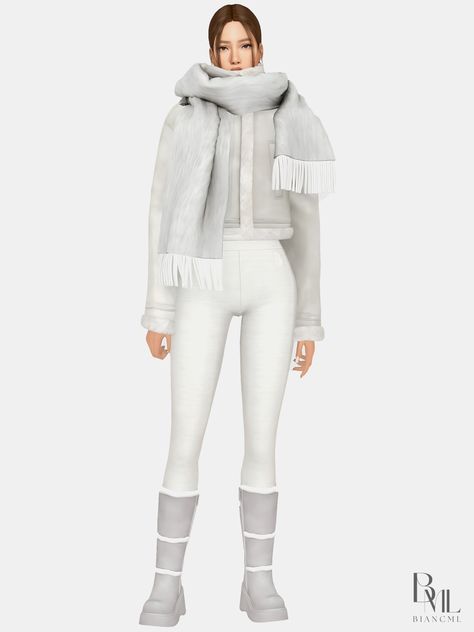 Bianca: Winter Lookbook Ft. Blair by Biancml Look One |... Sims 4 Skiing Cc, Sims 4 Figure Skating Cc, Sims 4 Cold Weather Cc, Ski Suits For Women, Cold Outfit, Sweater Leggings, My Sims, Sims 4 Expansions, Sims 4 Teen