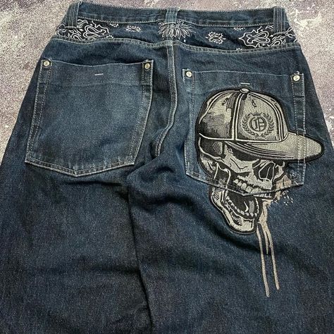 American High Street Fashion Brand Retro Skull Killer Baggy Jeans Women's Y2K New Harajuku Hip-hop Punk Inspired Outfits, Effortless Fall Outfits, Casual Punk, Stylish Fall Outfits, Pants Fabric, Women Y2k, Jeans Y2k, Style Inspiration Fall, Punk Outfits