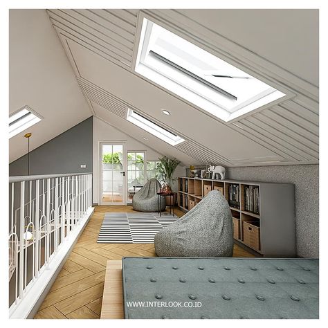 Interlook | Home Custom on Instagram: “Pernah membayangkan untuk membuat mezzanine pada hunian kalian #Goodlookers ? Mezzanine pada umumnya banyak diaplikasikan pada tempat…” Mezzanine Home Design, Mezanine Interior Design Bedroom, Rumah Mezanin Minimalis, Mezanine Idea, Mezanin Bedroom Design, Mezanine Interior Design, Interior Mezzanine, House Mezzanine, Mezanine Interior