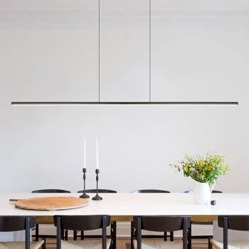 Orren Ellis Neculina 1 - Light Kitchen Island Modern Linear LED Pendant | Wayfair Linear Light Fixture, Chandelier Kitchen, Kitchen Island Light, Island Light Fixtures, Kitchen Island Chandelier, Linear Pendant Light, Island Pendant Lights, Kitchen Island Lighting Pendant, Minimalist Lighting