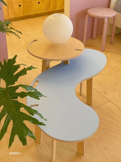 Unconventional Furniture, Wavy Furniture, Curvy Table, Squiggle Table, Circle Side Table, Wavy Table, Scandi Coffee Table, Playful Furniture, Table Kit