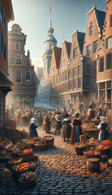 1700 Aesthetic, 17th Century Aesthetic, 1700s Aesthetic, Amsterdam Images, Gladiator Hulk, Fantasy Cities, Modern World History, Town Art, The Legend Of Sleepy Hollow