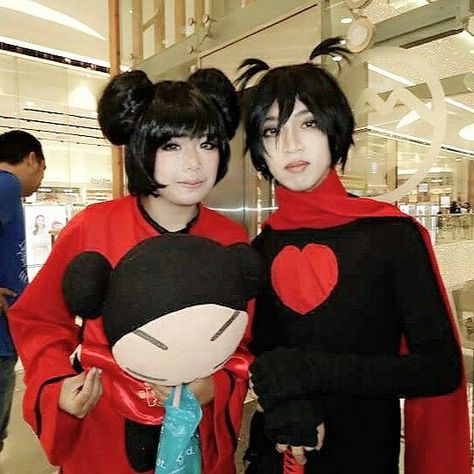 Couple Halloween Costumes Studio Ghibli, Pucca Halloween Costume, Duo Cosplay Anime, Cosplay Duo Ideas, Pucca Cosplay, Unique Halloween Costumes For Couples, Matching Cosplay, Duo Cosplay, Iconic Duos