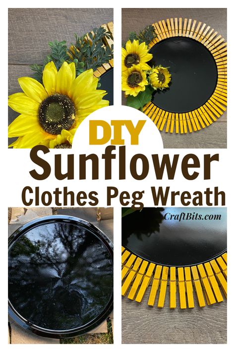 Sunflower Clothes, Painted Clothes Pins, Sunflower Wreath Diy, Diy Sunflower, Wooden Clothespin Crafts, Diy Spring Crafts, Sunflower Crafts, Clothes Pin Wreath, Felting Ideas