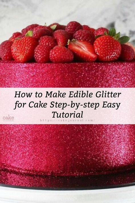 Red glitter cake with strawberry topped Glitter Cake Ideas, Edible Glitter Cake, Make Edible Glitter, Edible Glitter Recipe, How To Make Icing, Elegant Cake, Icing Tips, White Icing, Family Eating