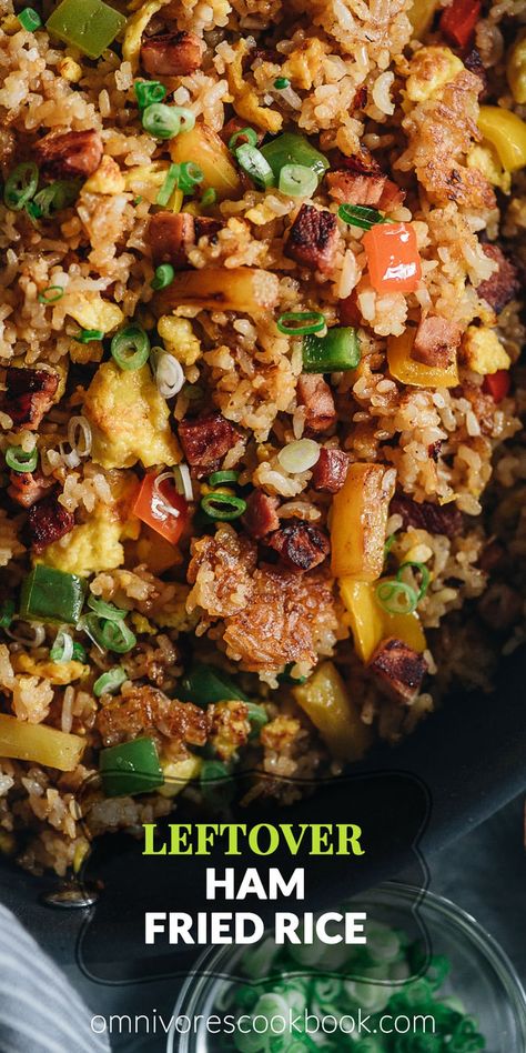 Leftover Ham Fried Rice with Pineapple | Omnivore's Cookbook Fried Rice With Pineapple, Rice With Pineapple, Ham Recipes Healthy, Ham Dinner Recipes, Ham Fried Rice, Ham Dishes, Fried Rice Recipe Easy, Ham Dinner, Ham Casserole