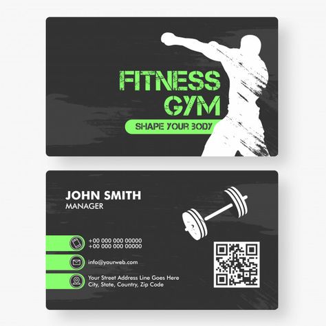 Gym Business Card, Gym Membership Card, Personal Trainer Logo, Adobe Photoshop Photography, Gym Business, Visiting Card Templates, Gym Logo, Visiting Card Design, Free Business Cards