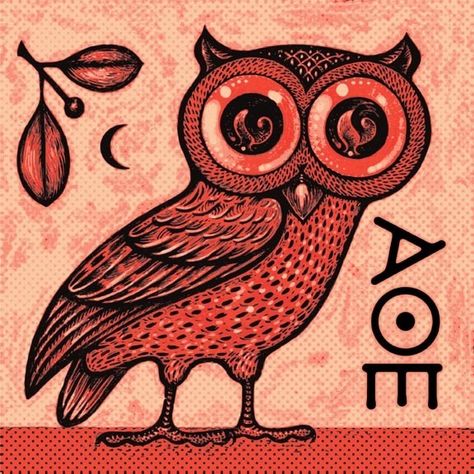 A little owl traditionally represents or Athena accompanies, the goddess of wisdom. . Color: Red. Tags: Creative, Awesome