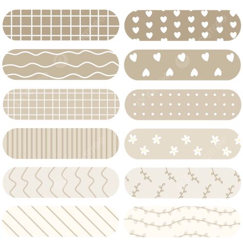 Brown Washi Tape Png, Aesthetic Washi Tape Png, Aesthetic Brown Pastel, Cute Aesthetic Brown, Washi Tape Aesthetic, Brown Stickers, Washi Tape Png, School Labels Printables, Tape Png