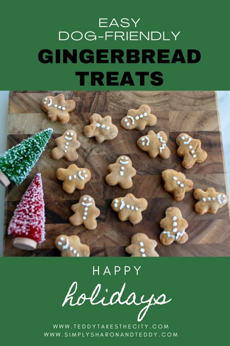 This easy homemade gingerbread dog treat recipe will get you in the mood for Christmas. The recipe calls for six ingredients and your dog will love them! Gingerbread Dog Treats, Dog Gingerbread Cookies, Gingerbread Dog Treats Recipe, Christmas Dog Treats Homemade, Dog Treats To Make, Pumpkin Bread Mix, Gingerbread Dog, Butternut Squash Kale, Christmas Dog Treats