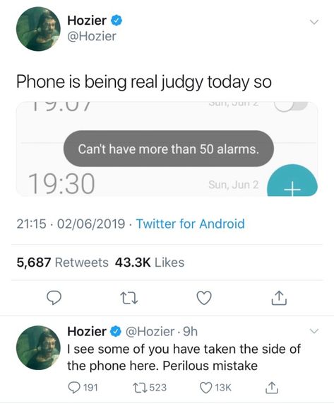 Hozier Liked Tweets, Hozier Funny Tweets, Hozier Pfp, Hozier Tumblr, Hozier Tweets, Hozier Funny, Andrew Hozier, Bog Man, What Could Have Been