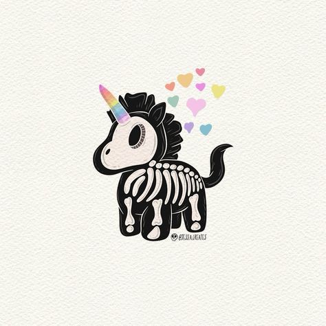 Still my favourite skeleton unicorn ❤️💜🩷💛🧡💚💙 . . #unicorn #love #hearts #unicorns #unicornlovers #unicornvibes #rainbows #unicornart #unicorns🦄 #unicornsandrainbows🦄🌈 Cute Unicorn Tattoo, Unicorn Tattoo, Unicorn Skull Tattoo Ideas, Goth Unicorn, Gothic Unicorn Tattoo, Unicorn Skeleton Drawing, Gothic Unicorn, Goth Unicorn Tattoo, I Am A Unicorn