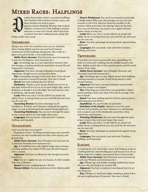 Dnd Halfling, 5e Races, D D Races, Adventurer's Guild, Silly Names, Dnd Races, Dnd 5e Homebrew, Concept Board, Dungeons And Dragons Homebrew