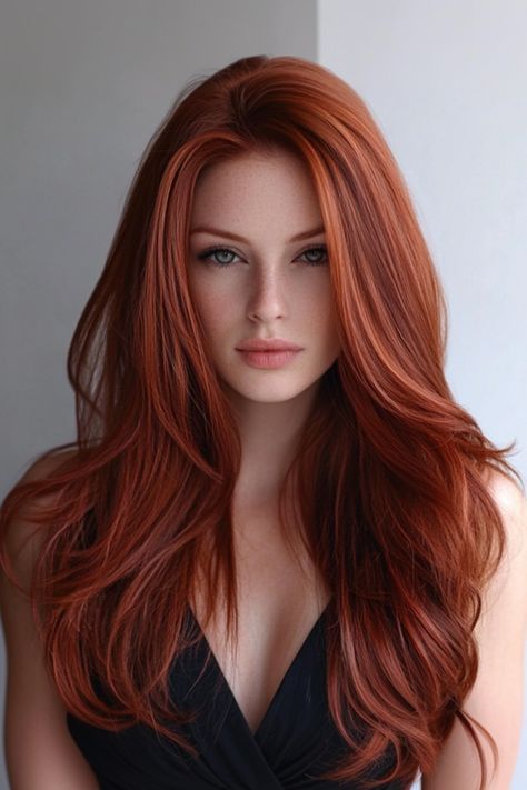 Long Layered Auburn Hair, Brownish Red Hair Color Reddish Brown, Auburn Copper Hair Balayage, Deep Auburn Red Hair, Auburn Hair Black Women, Long Layers Hairstyles, Long Copper Hair, Styles For Women Over 60, Roux Auburn