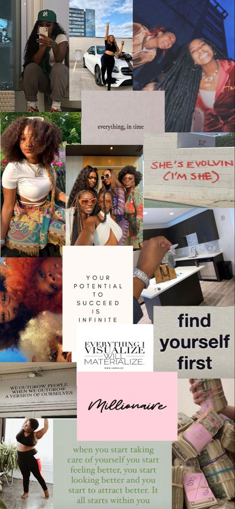 Rich Girl Aesthetic Black Women Vision Board, Black Woman Vision Board Ideas, Black Luxury Vision Board, Music Vision Board Wallpaper, Identity Switch, Vision Board For Black Women, Soft Life Vision Board, Life Goals Future Black, Black Vision Board