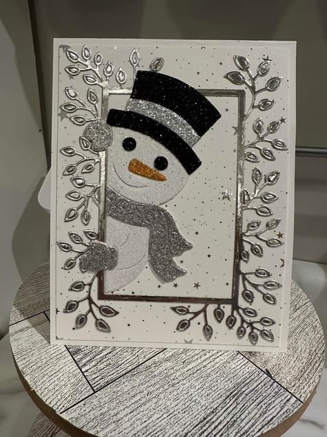 Snowman Cards Diy, Hero Arts Peeking Snowman, Peeking Snowman Cards, Handmade Holiday Cards Ideas, Snowman Christmas Cards Handmade, Snowman Cards Handmade, Winter Card Ideas, Peeking Snowman, Stampin Up Christmas Cards 2024