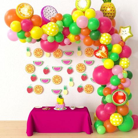 Amazon.com: HYOWCHI Fruit Party Decorations - 138 Pcs Fruit Theme Party Decorations Balloon Garland Arch, Spring Summer Colorful Sweet Fruit Balloon Arch For 1st 2nd 3rd 4th Birthday Baby Shower Decorations : Toys & Games 2nd Birthday Fruit Theme, Fruit Theme Baby Shower Ideas, Fruits Birthday Theme, Fruit Baby Shower Ideas, Fruit Themed Baby Shower Ideas, 4th Birthday Theme, Tutti Frutti Party Decorations, Fruit Theme Party, Fruit Party Decorations