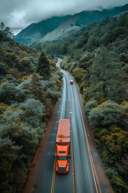 Photo photo of a semi truck driving on a... | Premium Photo #Freepik #photo Truck Stop Aesthetic, Truck Branding, Overlays Tumblr, Truck Driving, Scenic Roads, Semi Truck, Auto Insurance, Photo Photo, Big Trucks