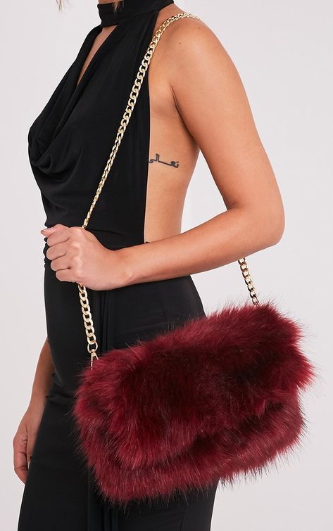 Fluffy Bags, Fur Clutch Bag, Burgundy Clutch, Burgundy Purse, Faux Fur Handbag, Fur Clutch, Chic Purses, Faux Fur Purse, Faux Fur Bag