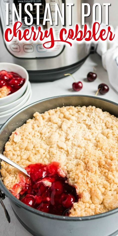 Baking In Instapot, Insta Pot Desserts Recipes, Instant Pot Cobbler, Cherry Tomatoes Instant Pot, Crockpot Cherry Cobbler, Cherry Cobbler Slow Cooker, Crockpot Cherry Dump Cake Recipes, Pressure Cooker Desserts, Instant Dessert