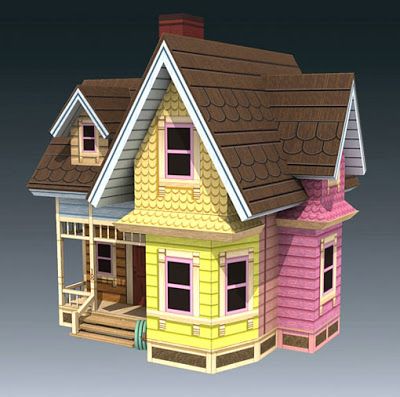 CASITA DE PAPEL: Casita de Up Up House Pixar, 3d Paper Houses, Large Dolls House, Dollhouse Printables, Disney Up, Kids Crafting, Glitter Houses, Putz Houses, Up House