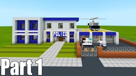 Minecraft City School, Police Minecraft Build, Minecraft Police Station Ideas, Minecraft City Buildings Tutorial, Minecraft Jail Ideas, Minecraft Police Station, Minecraft City Houses, Minecraft School Ideas, Minecraft Cinema