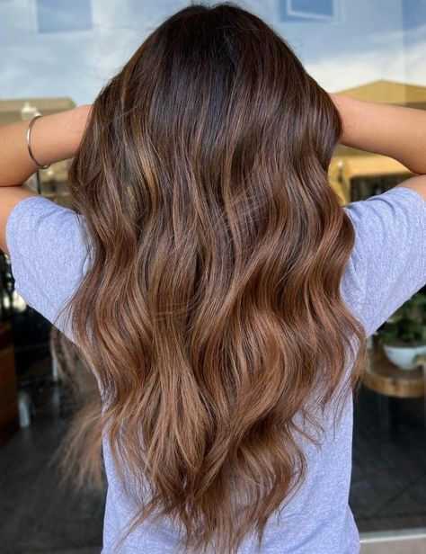 Caramel Brown Hair Color with Natural Dark Roots Dark Caramel Hair Color, Gorgeous Brown Hair, Caramel Hair Color Ideas, Dark Caramel Hair, Caramel Brown Hair Color, Hair Colors For Blue Eyes, Caramel Hair Color, Caramel Brown Hair, The Right Hairstyles