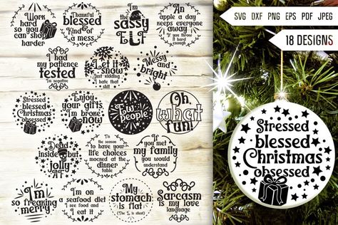 Sarcastic Christmas Round Ornament Svg Bundle. Funny & Sassy#cricutcutfiles #dxfforsilhouette #sublimationdesigns Ornament Sayings, Cricut Christmas Ornaments, Round Christmas Ornaments, Xmas Tree Ideas, Cricut Ornaments, Christmas Ornaments Svg, Cricut Design Ideas, Sarcastic Christmas, Funny Christmas Ornaments