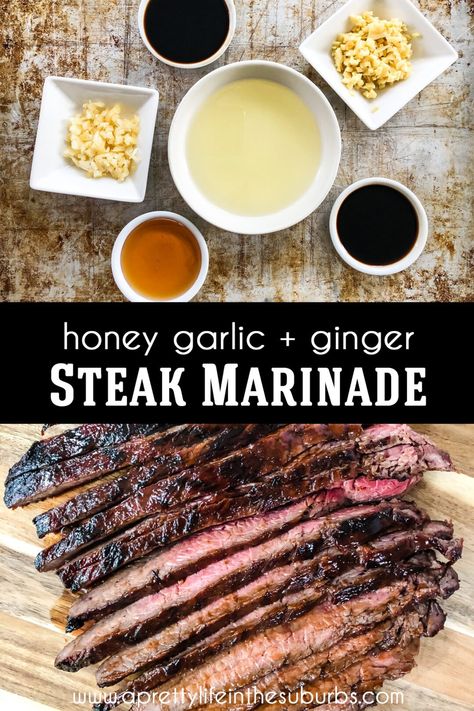 Chuck Steak Marinade, Ribs Marinade Recipe, Ginger Steak, Bacon Board, Cuts Of Steak, Easy Steak Marinade Recipes, Steak Marinade Easy, Marinade Flank Steak, Teriyaki Steak