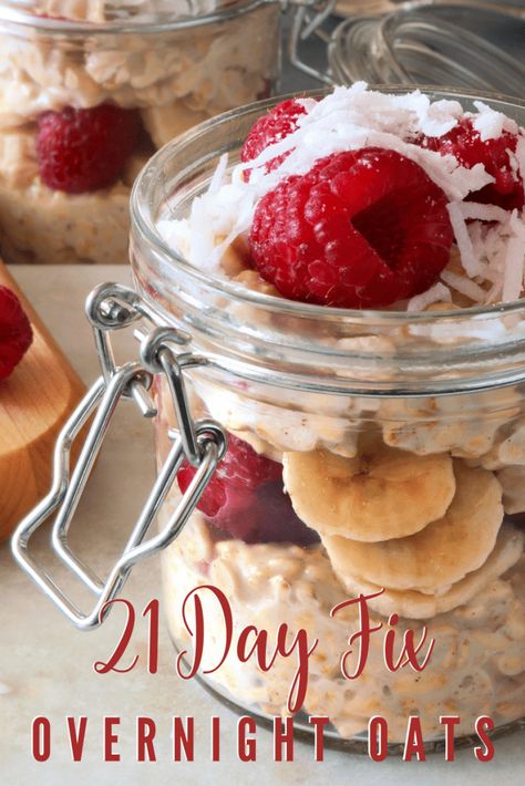 21 Day Fix Overnight Oats, Banana Overnight Oats Recipe, Cranberry Quinoa Salad, Christmas Vegetables, Homemade Peanut Sauce, Banana Overnight Oats, Creamy Garlic Sauce, 21 Day Fix Meals, Oats Recipe