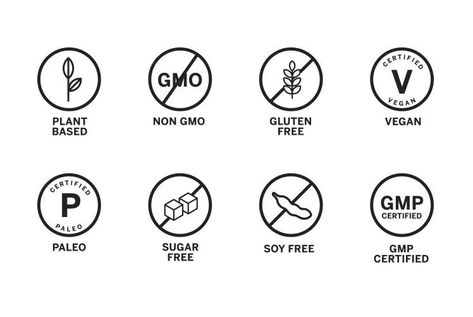 8 Food Claim Vector Icons Certified Gluten Free Logo, Gluten Free Logo Design, Gluten Free Tattoo Ideas, Gluten Free Tattoo, Gluten Free Symbol, Gluten Free Logo, Logo Real Madrid, Vegan Symbol, Vegan Logo